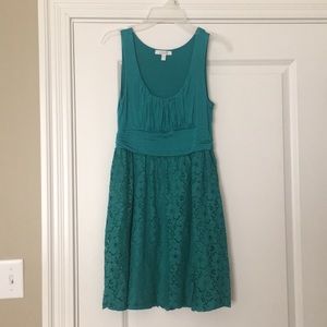 Teal dress with lace detailing